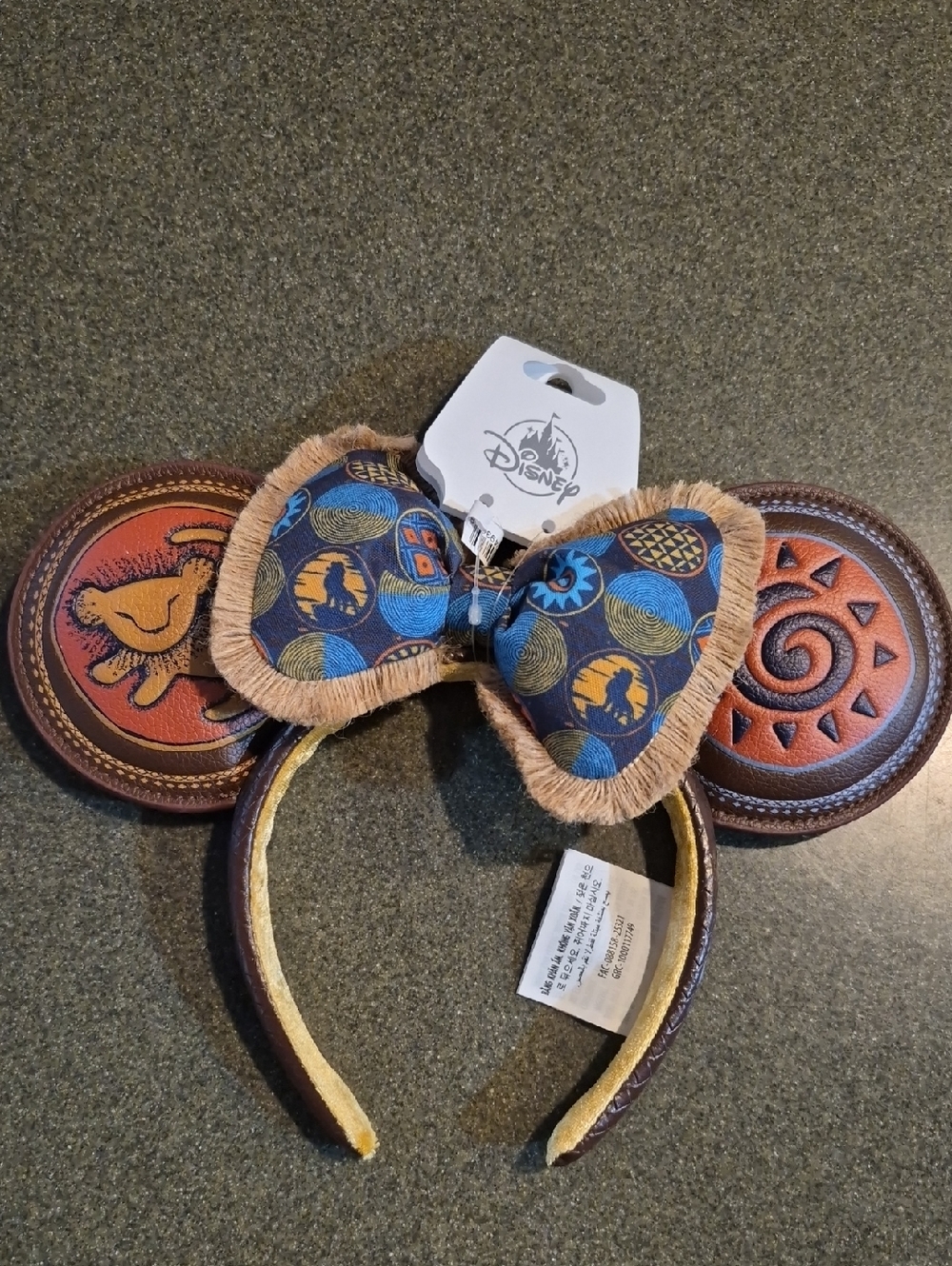 Disney Animal-Themed Leatherette Ears Headband w/ Fringed Bow - Brown & Blue NWT